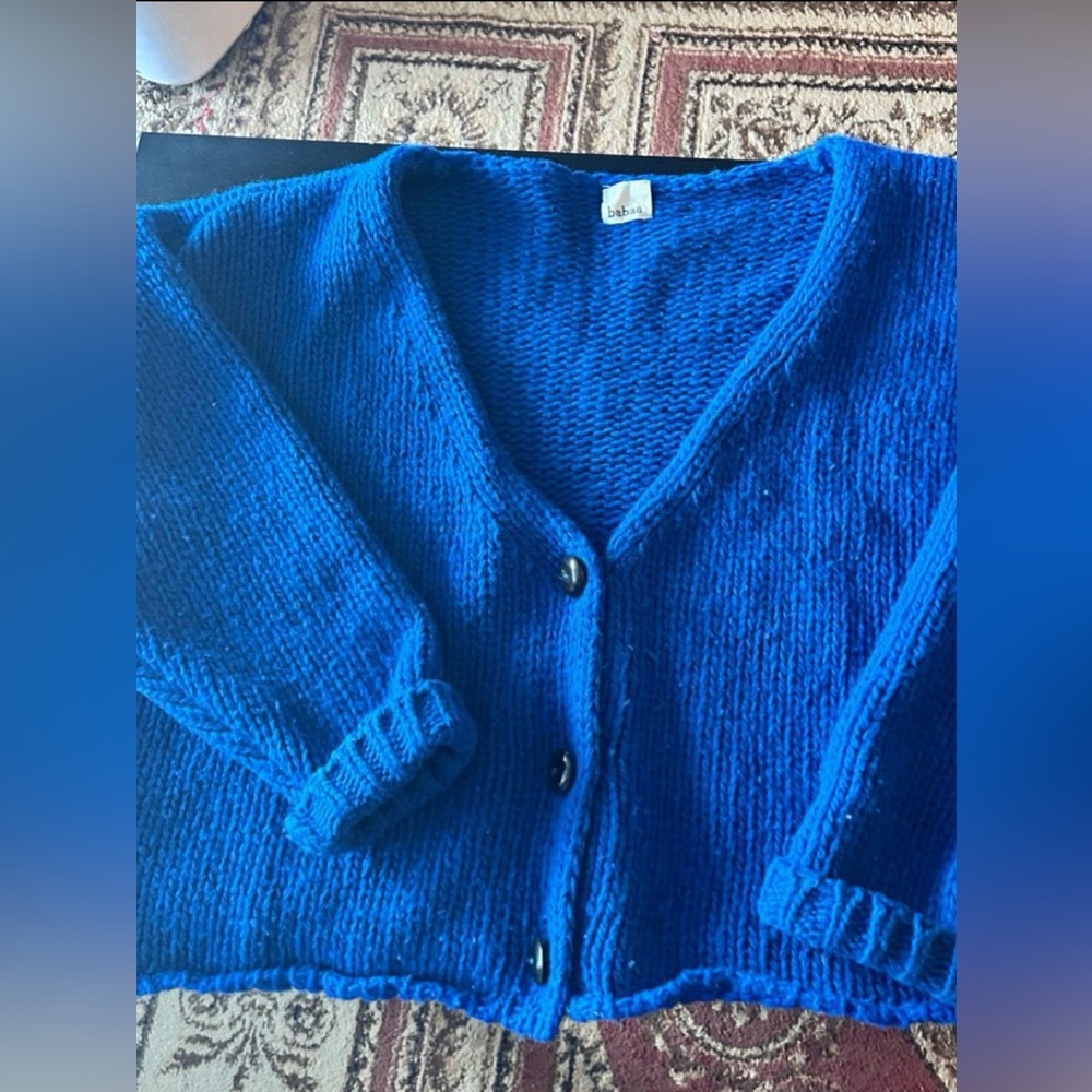 Babaa Winter Skies Handknit Wool Cardigan